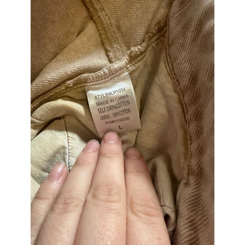 Heyson Barrel Jeans Size Large Beige High Rise Cropped Wide Leg Cotton - Picture 5 of 5